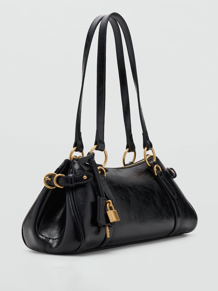 Mango Black Bowling Shoulder Bag With Charm - Image 2 of 3