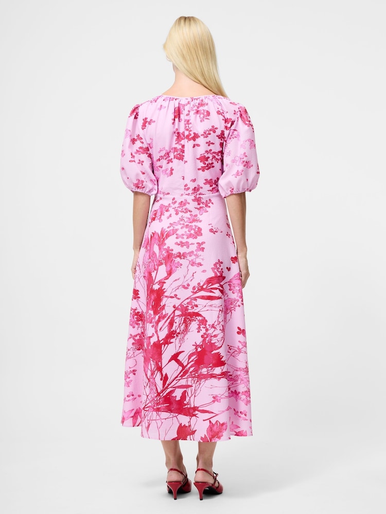 French Connection Pink Isla Odette Twist Neck Tea Dress - Image 2 of 4 French Connection Pink Isla Odette Twist Neck Tea Dress - Image 2 of 4