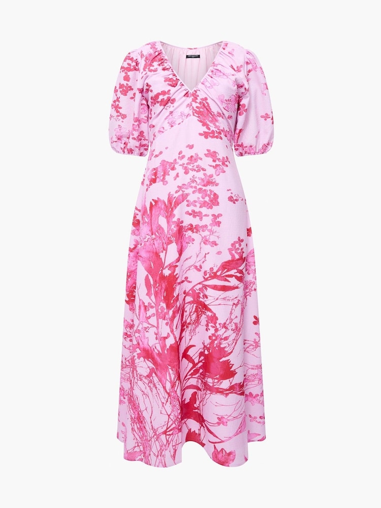 French Connection Pink Isla Odette Twist Neck Tea Dress - Image 4 of 4 French Connection Pink Isla Odette Twist Neck Tea Dress - Image 4 of 4