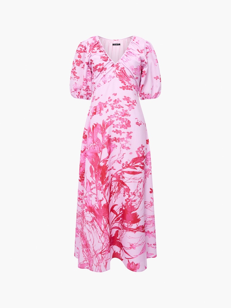 French Connection Pink Isla Odette Twist Neck Tea Dress - Image 5 of 5 French Connection Pink Isla Odette Twist Neck Tea Dress - Image 5 of 5