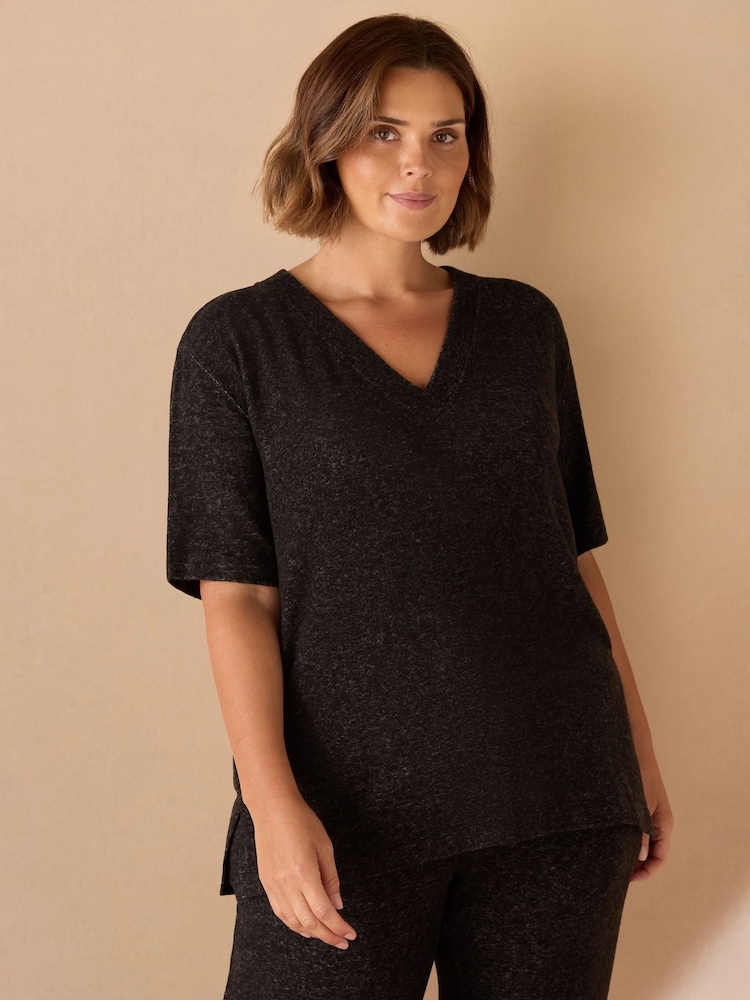 Live Unlimited Grey Curve V-Neck Supersoft T-Shirt - Image 1 of 3 Live Unlimited Grey Curve V-Neck Supersoft T-Shirt - Image 1 of 3