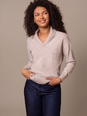 Celtic & Co. Natural Lambswool Shawl Collar Jumper - Slika 1 iz 7