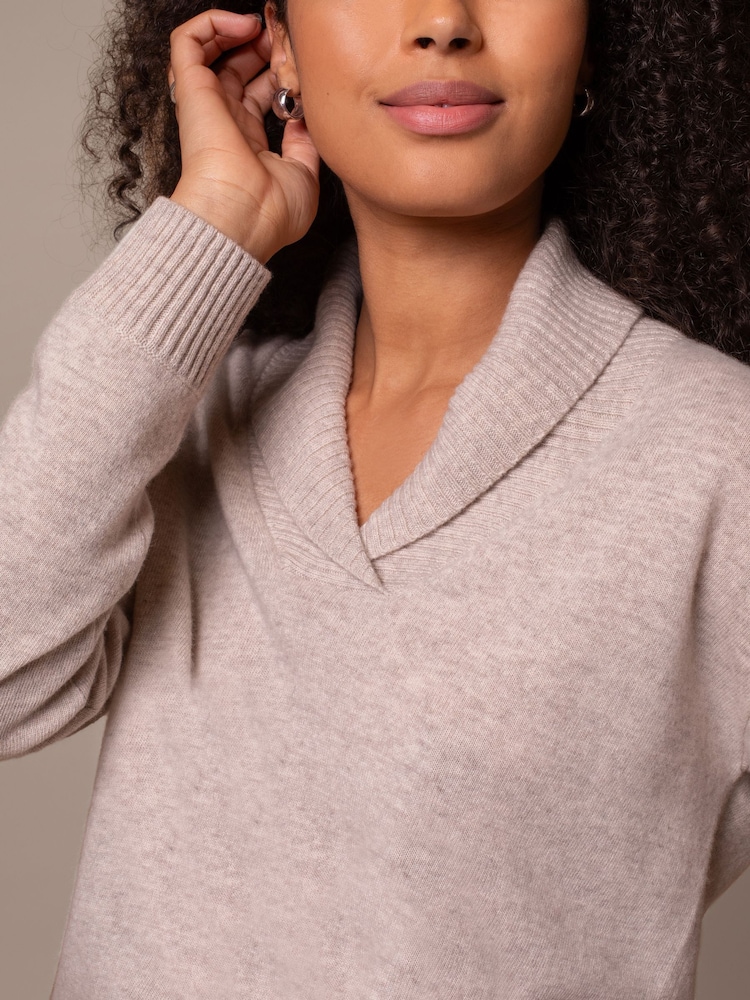 Celtic & Co. Natural Lambswool Shawl Collar Jumper - Slika 2 iz 7