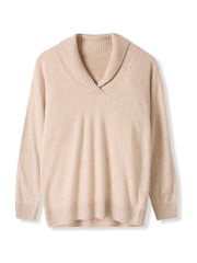 Celtic & Co. Natural Lambswool Shawl Collar Jumper - Slika 4 iz 7