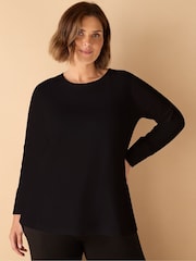 Live Unlimited Black Cotton Slub Crew Neck T-Shirt - Image 3 of 4