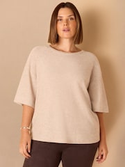 Live Unlimited Ribbed Detail Round Neck T-Shirt - Slika 1 iz 4