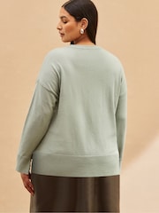 Live Unlimited Green V-Neck Knit Jumper - Image 5 of 5