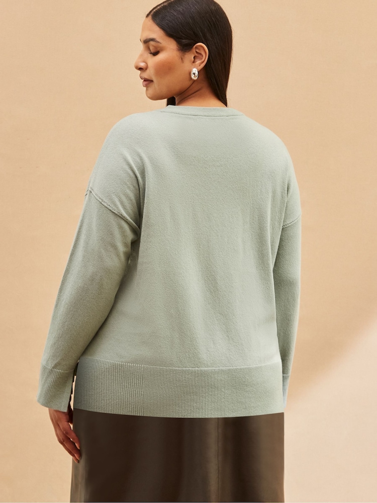 Live Unlimited Green V-Neck Knit Jumper - Image 5 of 5 Live Unlimited Green V-Neck Knit Jumper - Image 5 of 5