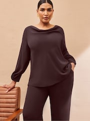 Live Unlimited Brown Petite Button Detail Wide Leg Trousers - Image 2 of 4