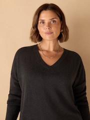 Live Unlimited Grey V-Neck Jumper - Image 2 of 3