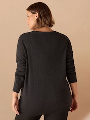 Live Unlimited Grey V-Neck Jumper - Image 3 of 3
