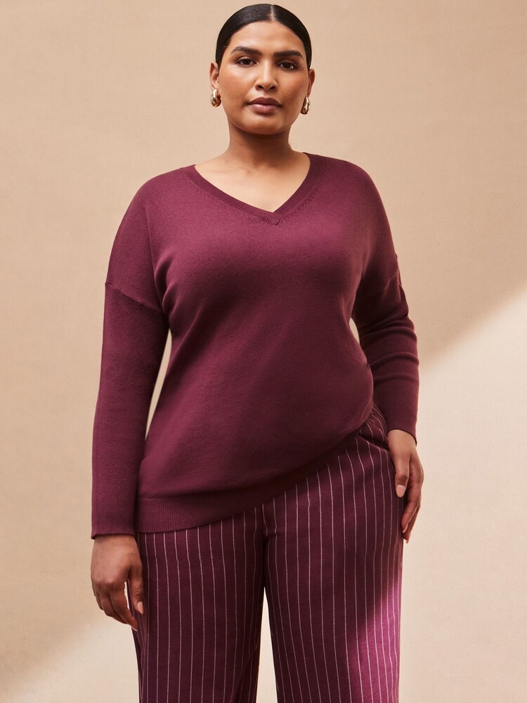 Live Unlimited Red V-Neck Jumper - Image 2 of 3