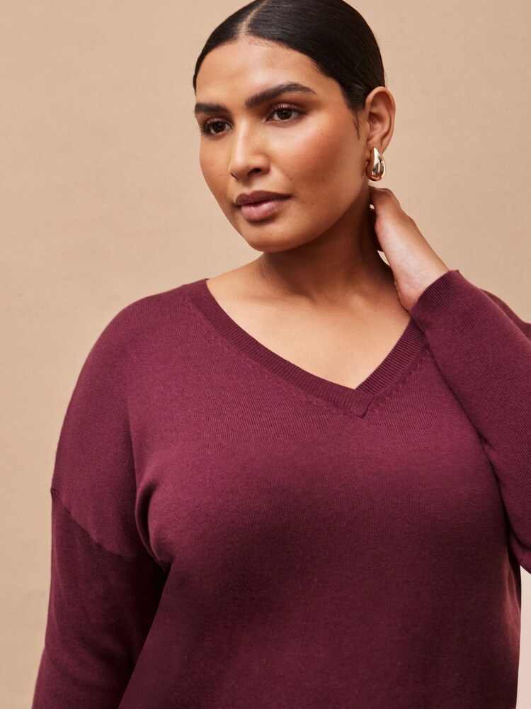 Live Unlimited Red V-Neck Jumper - Image 3 of 3