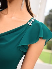 Albastru turcoaz - Lipsy Bridesmaid Flutter Sleeve Embellished Cowl Maxi Dress - Imaginea 4 din 5