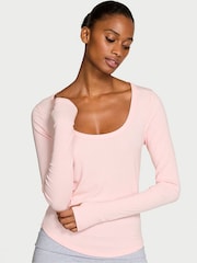 Victoria's Secret Pretty Blossom Pink Ribbed Scoop Long Sleeve T-Shirt - Image 1 of 3