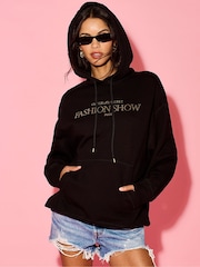 Victoria's Secret Black Fashion Show Fleece Oversized Hoodie - Image 1 of 3