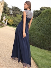 Lipsy Navy Bridesmaid Embellsihed Detail Maxi Dress - Image 5 of 5