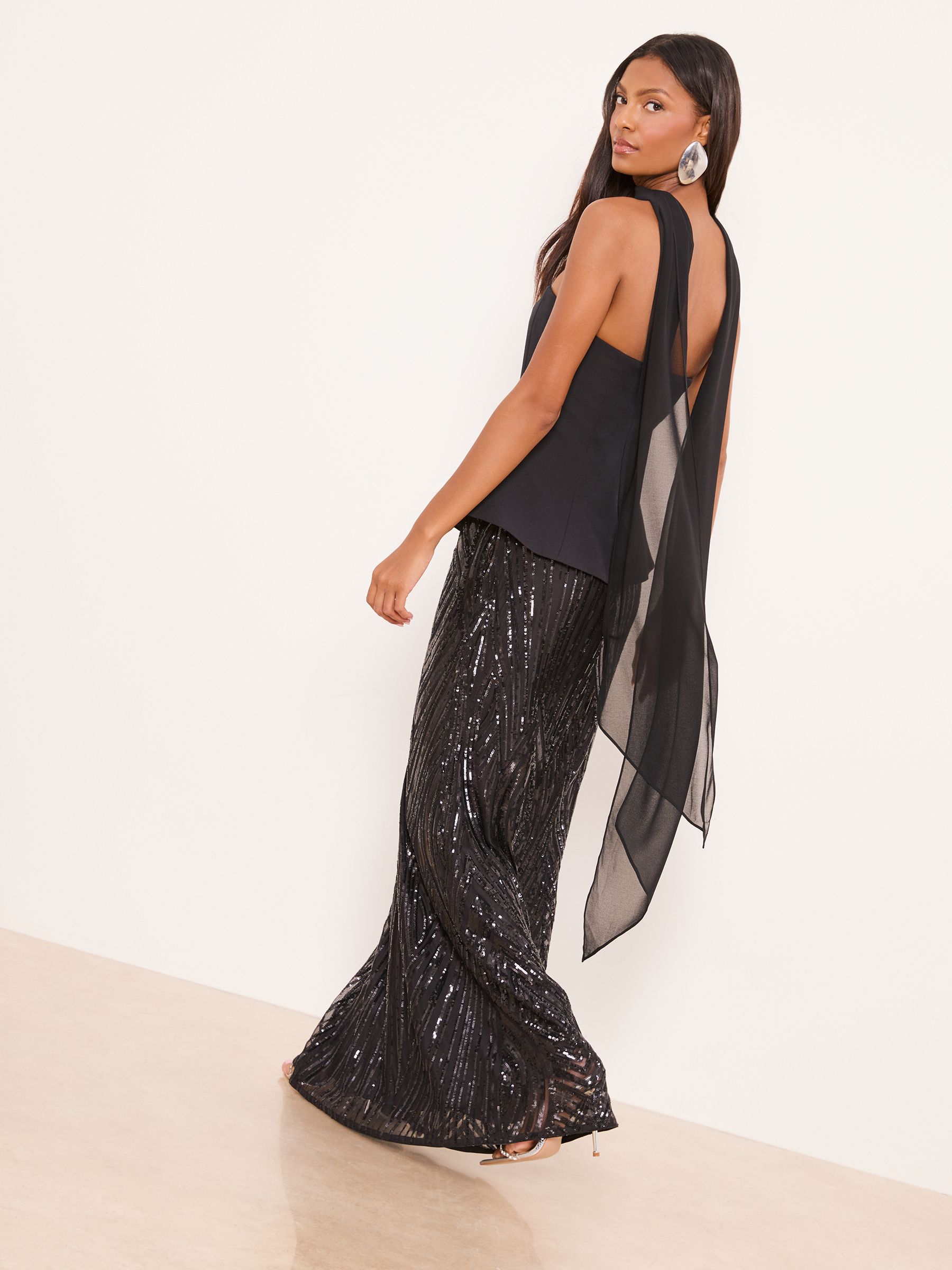 Buy Lipsy Black Premium Bandeau Corset Sequin Combination Maxi
