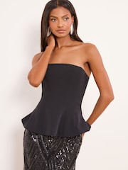 Lipsy Black Premium Bandeau Corset Sequin Combination Maxi Dress - Image 4 of 4