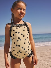 Yellow/Black Polka Dot Ruffle Swimsuit (3-16yrs) - Image 1 of 8