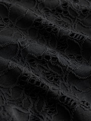 Black Embroidered One Shoulder Swimsuit (3-16yrs) - Image 7 of 7