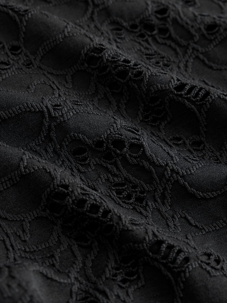 Black Embroidered One Shoulder Swimsuit (3-16yrs) - Image 7 of 7