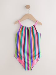 Multi Rainbow Stripe Strappy Ruched Swimsuit (3-16yrs) - Image 1 of 5