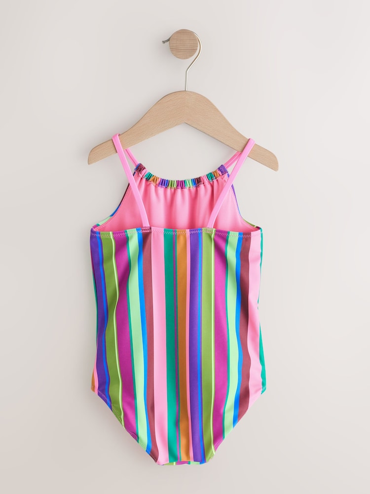 Multi Rainbow Stripe Strappy Ruched Swimsuit (3-16yrs) - Image 2 of 5