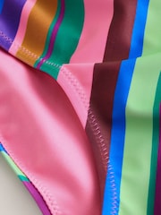 Multi Rainbow Stripe Strappy Ruched Swimsuit (3-16yrs) - Image 4 of 5
