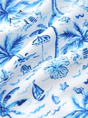 Blue Palm Print One Shoulder Swimsuit (3-16yrs) - Image 6 of 7