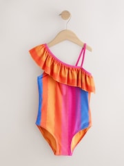 Multi Glitter Stripe One Shoulder Swimsuit (3-16yrs) - Image 4 of 7