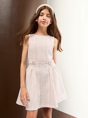 Lipsy Pink Boucle Check Dress (5-16yrs) - Image 1 of 4