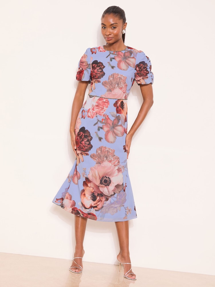 floral print fit and flare dress Ivory Rose Floral Print Fit and Flare Mini Dress