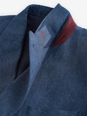 Joules Indigo Blue Linen Blend Twill Suit Jacket - Image 16 of 19