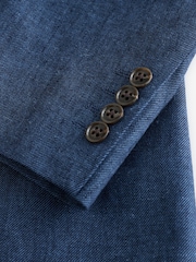 Joules Indigo Blue Linen Blend Twill Suit Jacket - Image 18 of 19