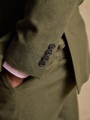 Joules Green Cotton Linen Blend Suit Jacket - Image 6 of 14