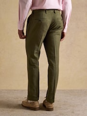 Joules Green Cotton Linen Blend Suit Trousers - Image 2 of 8