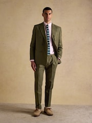 Joules Green Cotton Linen Blend Suit Trousers - Image 3 of 8