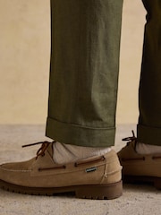 Joules Green Cotton Linen Blend Suit Trousers - Image 5 of 8