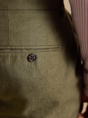 Joules Green Cotton Linen Blend Suit Trousers - Image 7 of 8