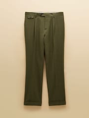 Joules Green Cotton Linen Blend Suit Trousers - Image 8 of 8