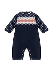 Emile Et Rose Blue Keane Knitted All-In-One with Striking Fairisle Design and Hat - Image 3 of 6