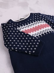 Emile Et Rose Blue Keane Knitted All-In-One with Striking Fairisle Design and Hat - Image 6 of 6
