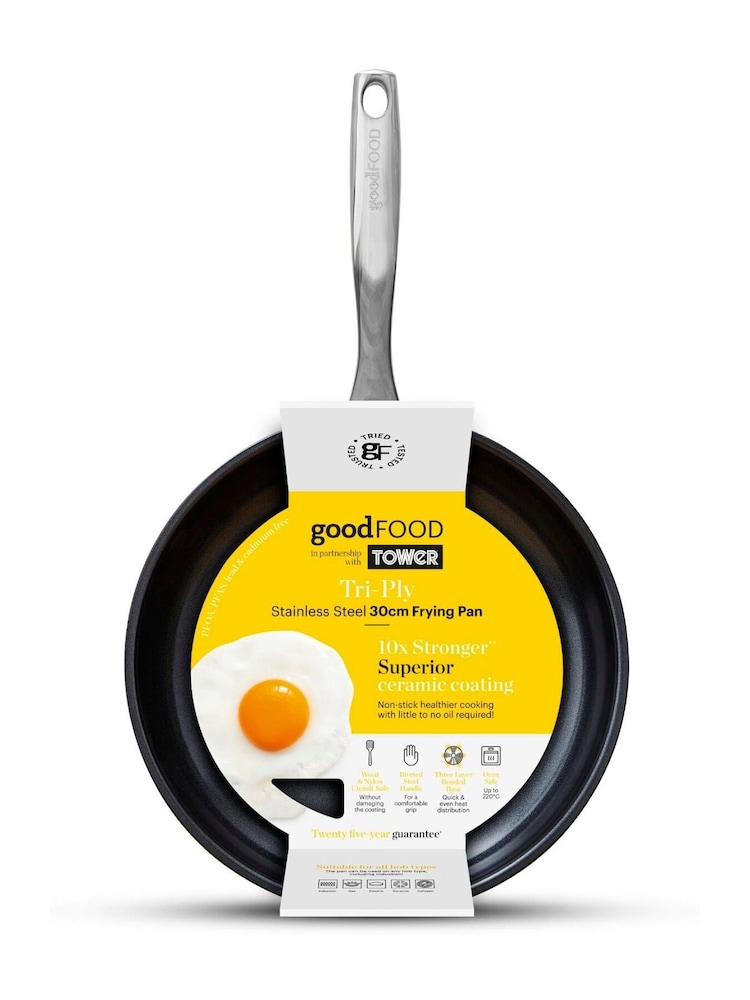 Good Food Stainless Steel Tri-Ply Frying Pan with Non Stick - Image 10 of 10