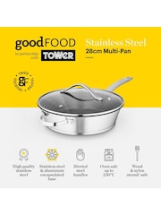 Good Food Stainless Steel Multi-Pan with Tempered Glass Lid - Image 2 of 10