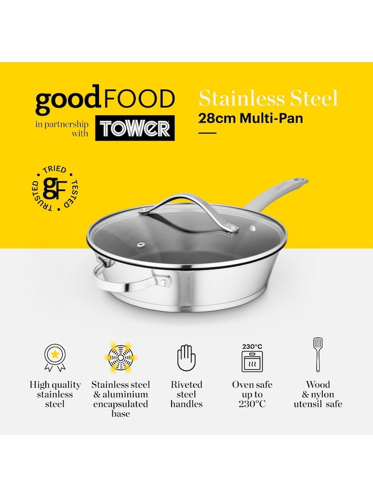 Good Food Stainless Steel Multi-Pan with Tempered Glass Lid - Image 2 of 10
