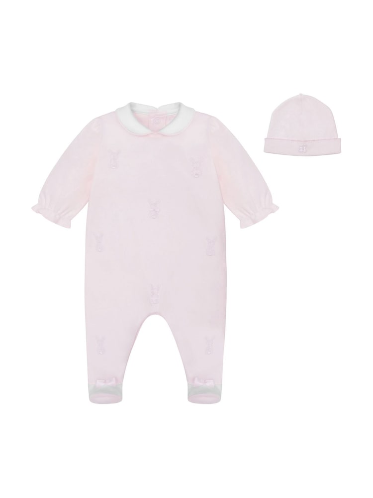 Emile Et Rose Pink Kallie All-In-One With Collar, Embroidered Bunnies & Hat - Image 2 of 6 Emile Et Rose Pink Kallie All-In-One With Collar, Embroidered Bunnies & Hat - Image 2 of 6