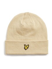 Lyle & Scott Cream Cotton Merino Beanie - Image 1 of 3