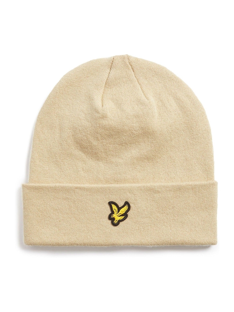 Lyle & Scott Cream Cotton Merino Beanie - Image 1 of 3