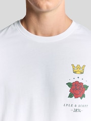 Lyle & Scott White Rose and Crown Graphic Print T-Shirt - Image 3 of 5